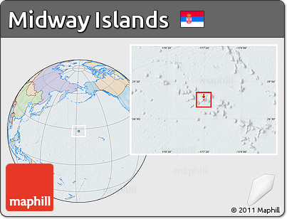 Political Location Map of Midway Islands, lighten