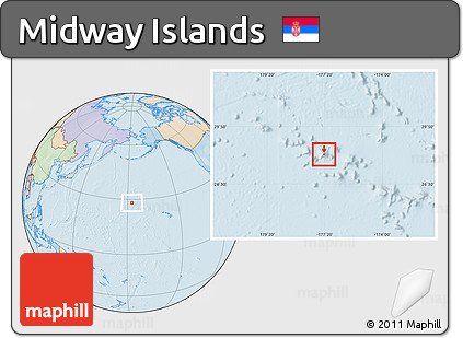 Political Location Map of Midway Islands, lighten, land only