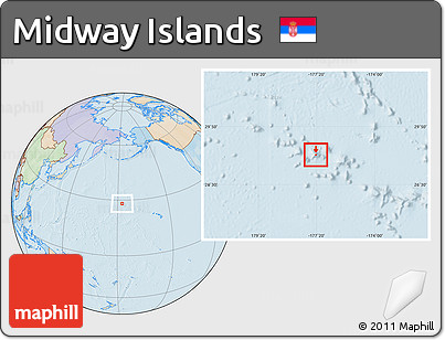 Political Location Map of Midway Islands, lighten, land only