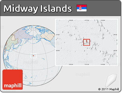Political Location Map of Midway Islands, lighten, semi-desaturated