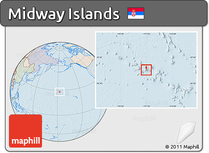 Political Location Map of Midway Islands, lighten, semi-desaturated, land only
