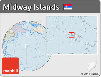 Political Location Map of Midway Islands, lighten, semi-desaturated, land only