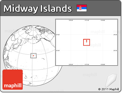 Satellite Location Map of Midway Islands, blank outside
