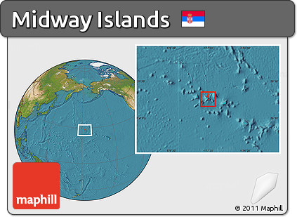 Satellite Location Map of Midway Islands