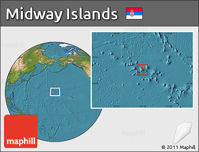 Satellite Location Map of Midway Islands