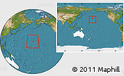 Satellite Location Map of Midway Islands, highlighted continent, within the entire continent