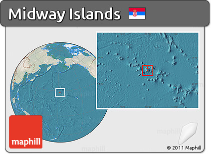 Satellite Location Map of Midway Islands, lighten, land only
