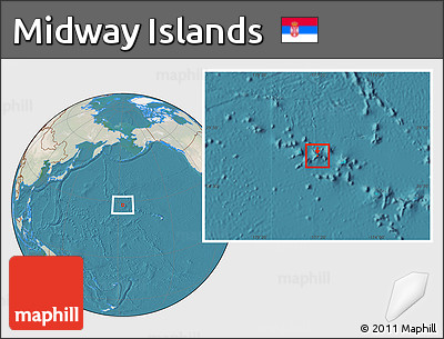 Satellite Location Map of Midway Islands, lighten, land only