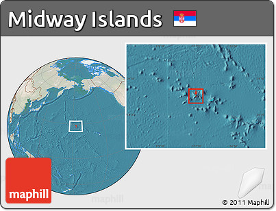 Satellite Location Map of Midway Islands, lighten, land only