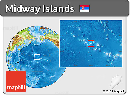 Satellite Location Map of Midway Islands, physical outside