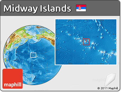 Satellite Location Map of Midway Islands, physical outside