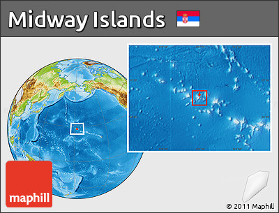 Satellite Location Map of Midway Islands, physical outside