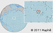 Savanna Style Location Map of Midway Islands, gray outside, hill shading outside