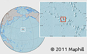 Savanna Style Location Map of Midway Islands, gray outside, hill shading