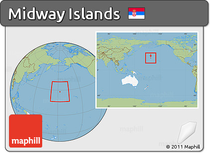 Savanna Style Location Map of Midway Islands, highlighted continent, within the entire continent