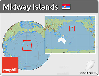 Savanna Style Location Map of Midway Islands, highlighted continent, within the entire continent