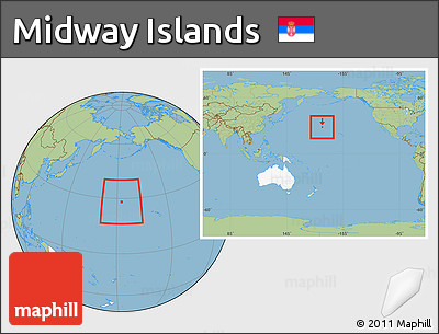 Savanna Style Location Map of Midway Islands, highlighted continent, within the entire continent