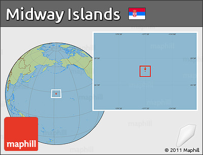 Savanna Style Location Map of Midway Islands, hill shading inside