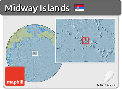 Savanna Style Location Map of Midway Islands, hill shading outside