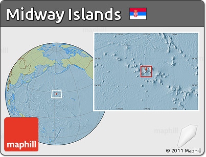 Savanna Style Location Map of Midway Islands, hill shading outside
