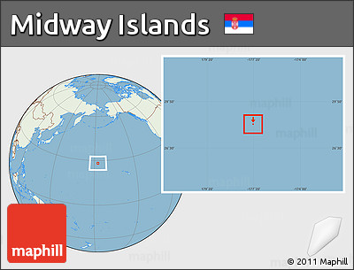 Savanna Style Location Map of Midway Islands, lighten, land only