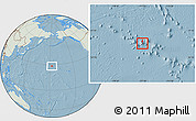Savanna Style Location Map of Midway Islands, lighten, land only, hill shading