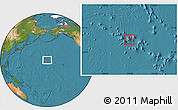 Savanna Style Location Map of Midway Islands, satellite outside, hill shading