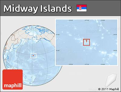 Shaded Relief Location Map of Midway Islands, lighten