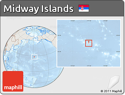 Shaded Relief Location Map of Midway Islands, lighten