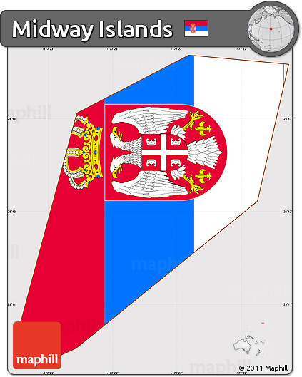 Flag Simple Map of Midway Islands, flag aligned to the middle