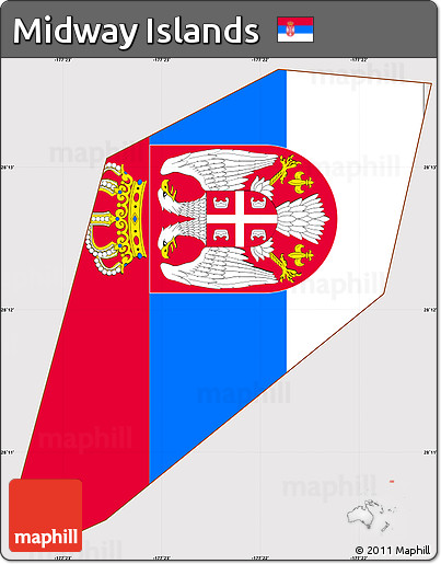 Flag Simple Map of Midway Islands, flag aligned to the middle