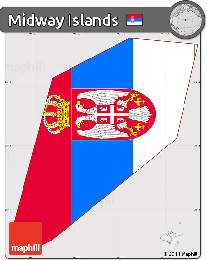 Flag Simple Map of Midway Islands, flag rotated