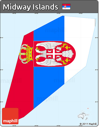 Flag Simple Map of Midway Islands, single color outside, borders and labels, flag rotated