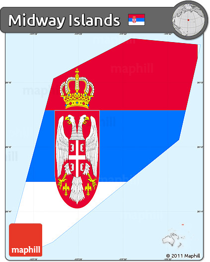 Flag Simple Map of Midway Islands, single color outside, borders and labels