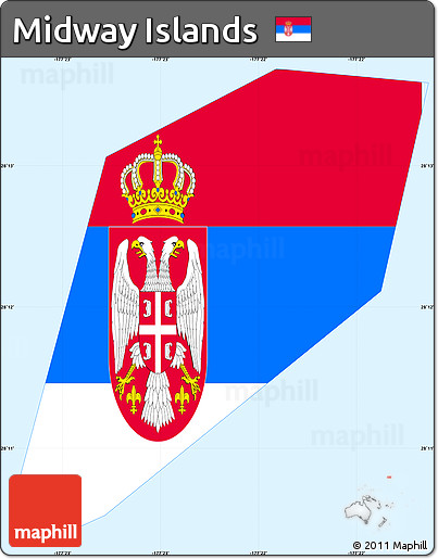 Flag Simple Map of Midway Islands, single color outside, borders and labels