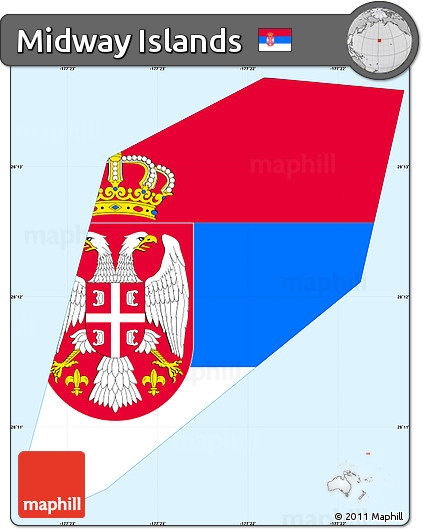 Flag Simple Map of Midway Islands, single color outside, flag centered