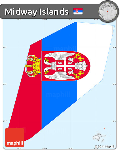 Flag Simple Map of Midway Islands, single color outside, flag rotated