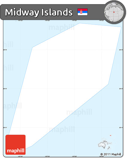 Gray Simple Map of Midway Islands