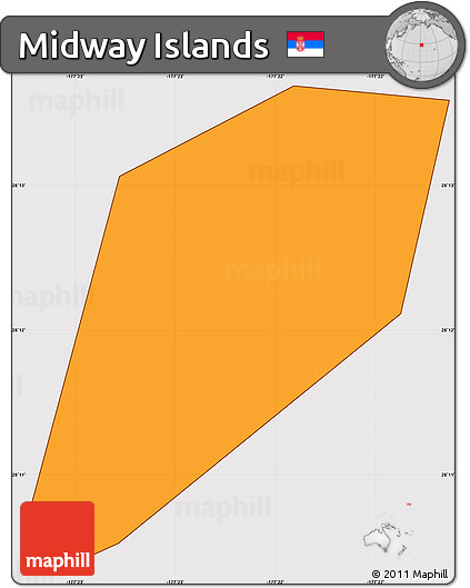 Political Simple Map of Midway Islands, cropped outside