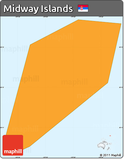 Political Shades Simple Map of Midway Islands, single color outside