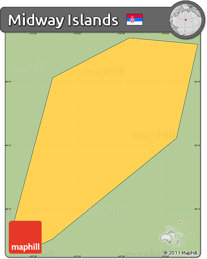 Savanna Style Simple Map of Midway Islands, cropped outside