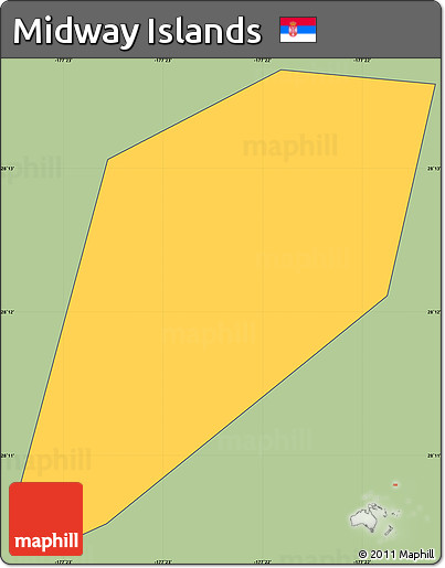 Savanna Style Simple Map of Midway Islands, cropped outside