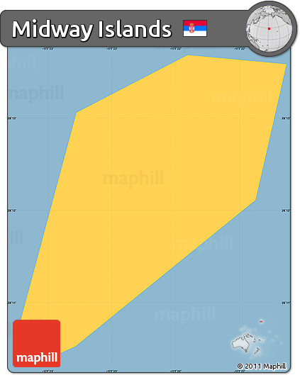 Savanna Style Simple Map of Midway Islands, single color outside