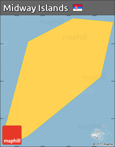 Savanna Style Simple Map of Midway Islands, single color outside