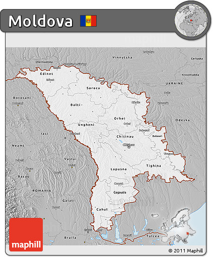 Gray 3D Map of Moldova