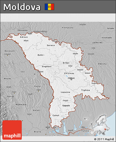 Gray 3D Map of Moldova