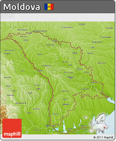 Physical 3D Map of Moldova