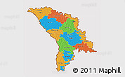 Political 3D Map of Moldova, cropped outside