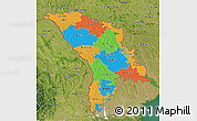 Political 3D Map of Moldova, satellite outside