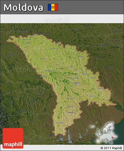 Satellite 3D Map of Moldova, darken